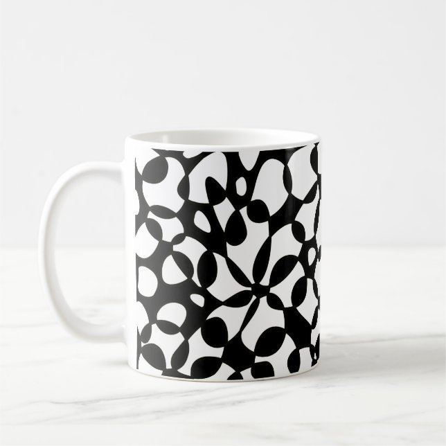 Zellen Abstraktion Schwarz-weiß Kaffeetasse (Links)
