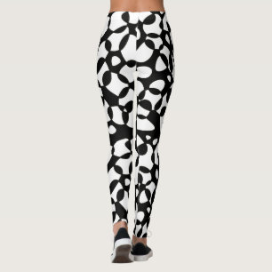 Zellen Abstraktion Schwarz-weiß Leggings