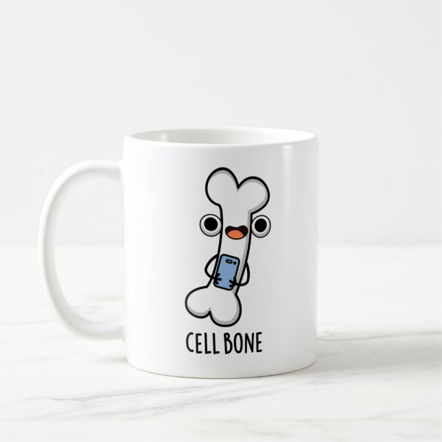Zellenknochen-Funny-Handy-Puff Kaffeetasse (Links)