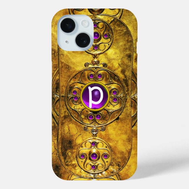 ZELLENKRIEGSSCHIEDE LILA AMETHYST GEM MONOGRAMM Case-Mate iPhone HÜLLE (Rückseite)