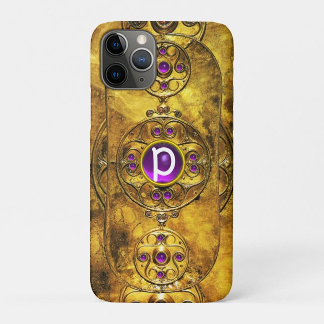 ZELLENKRIEGSSCHIEDE LILA AMETHYST GEM MONOGRAMM Case-Mate iPhone HÜLLE (Rückseite)