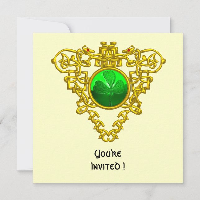 ZELLISCHES HERZ MIT KLEEBLATT ST PATRICK'S DAY PAR EINLADUNG (Vorderseite)