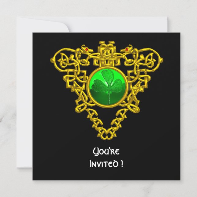 ZELLISCHES HERZ MIT KLEEBLATT ST PATRICK'S DAY PAR EINLADUNG (Vorderseite)