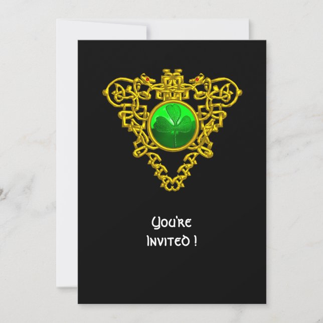 ZELLISCHES HERZ MIT KLEEBLATT ST PATRICK'S DAY PAR EINLADUNG (Vorderseite)