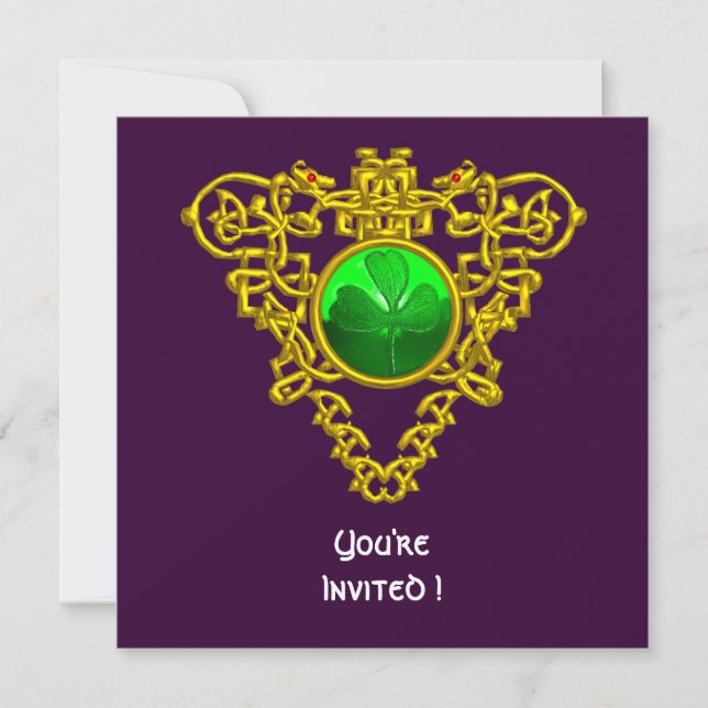 ZELLISCHES HERZ MIT KLEEBLATT ST PATRICK'S DAY PAR EINLADUNG (Vorderseite)