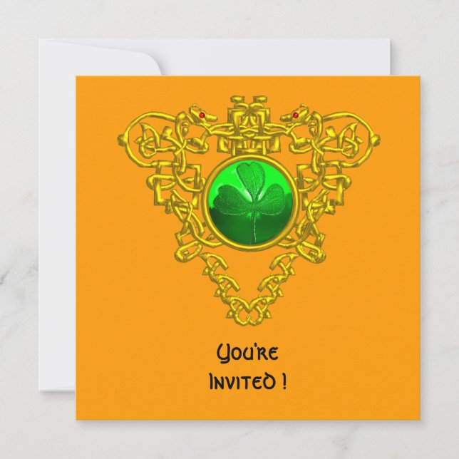 ZELLISCHES HERZ MIT KLEEBLATT ST PATRICK'S DAY PAR EINLADUNG (Vorderseite)