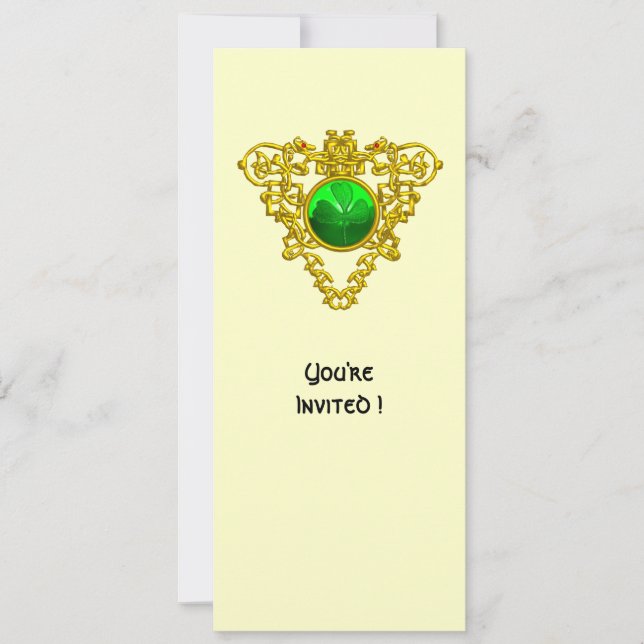 ZELLISCHES HERZ MIT KLEEBLATT ST PATRICK'S DAY PAR EINLADUNG (Vorderseite)