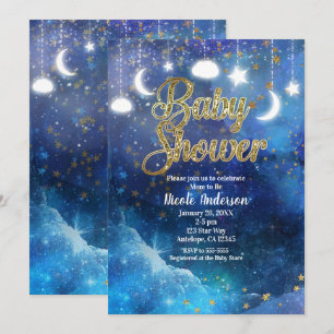 Zelluläre Fantasy Goldsterne & Glow Baby Shower Einladung