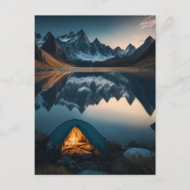 Zelt, Berge und Camping Themenwelt Kunst Postkarte