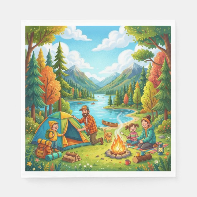 Zelt-Camping-Familienabenteuer Serviette (Vorderseite)