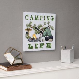 Zelt Camping Leben Wanduhr