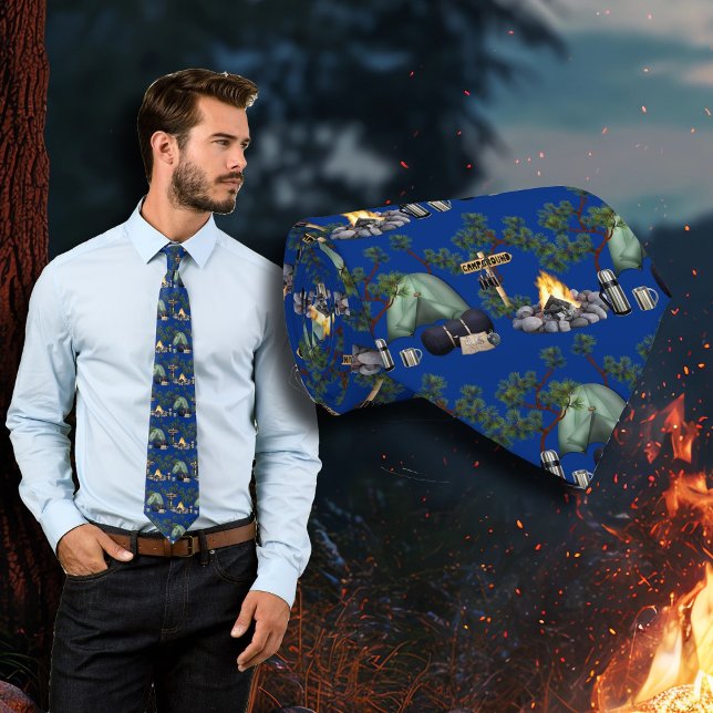 Zelt Camping Pattern Camper's Neck Tie Krawatte (Von Creator hochgeladen)