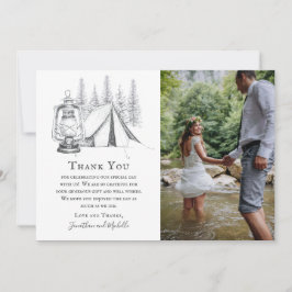 Zelt-, Lantern- und Woodland-Sketch-Camping Hochze Dankeskarte