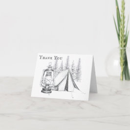 Zelt-, Lantern- und Woodland-Sketch-Camping Hochze Dankeskarte