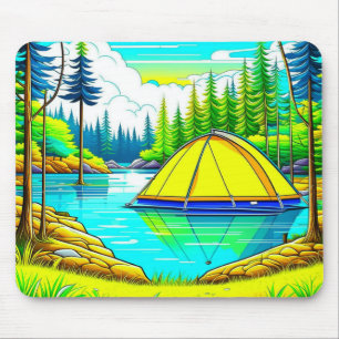 Zelt schweben auf dem Camping Themed Mousepad