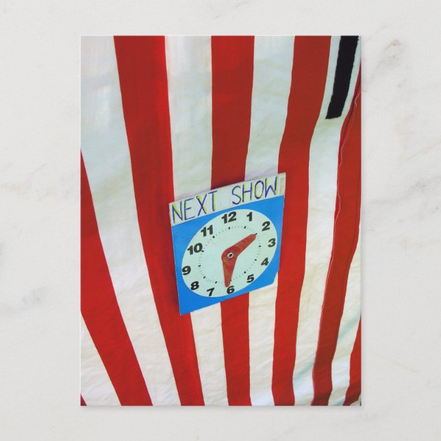 Zelt und Uhr Postkarte (Vorderseite)