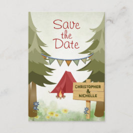 Zelte und Campfire Woodland Camping Hochzeit Save The Date