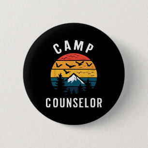 Zeltlagerberater Camping Lagerfeuer Retro Camping  Button