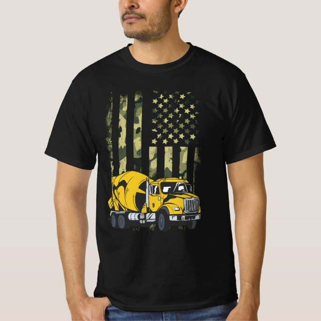 Zement Truck Betonmischer Camouflage Amer T-Shirt (Vorderseite)