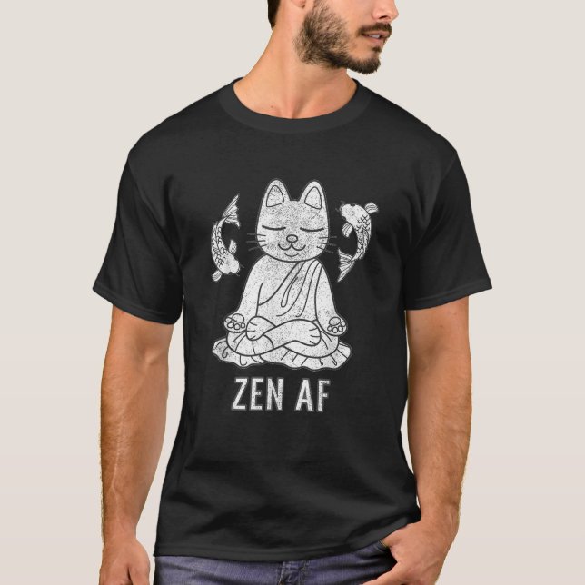 Zen AF Funny Meditating Cat Spiritual Yoga Gift Fo T-Shirt (Vorderseite)