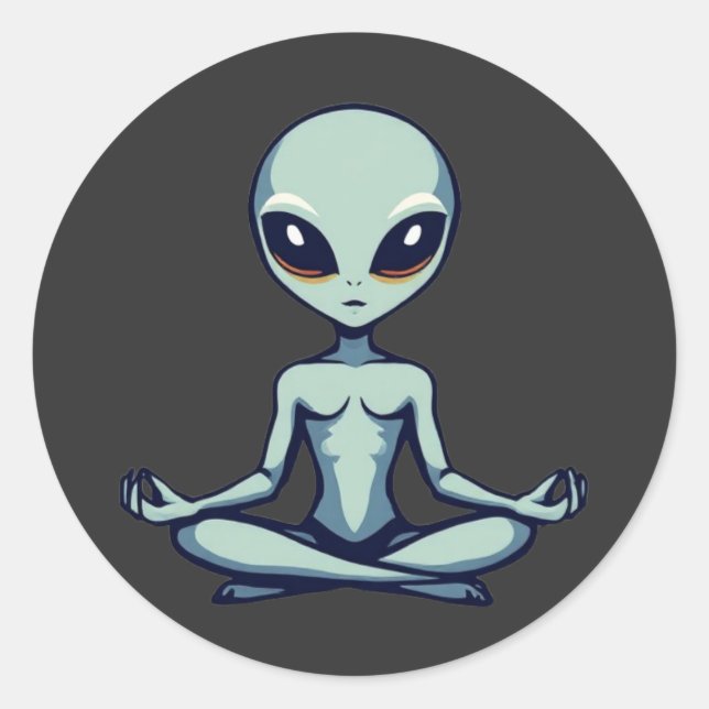 Zen Alien Runder Aufkleber (Vorderseite)