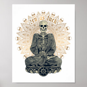 Zen als lustiger buddhistischer Yoga-Skelett-Medit Poster