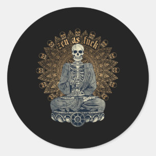 Zen als lustiger buddhistischer Yoga-Skelett-Medit Runder Aufkleber