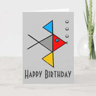 Zen Angel Fish Happy Birthday Card Karte