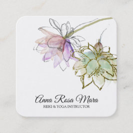 *~* Zen AP32 Rosa Lotus Yoga Blume Logo QR Quadratische Visitenkarte