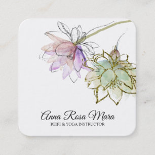 *~* Zen AP32 Rosa Lotus Yoga Blume Logo QR Quadratische Visitenkarte
