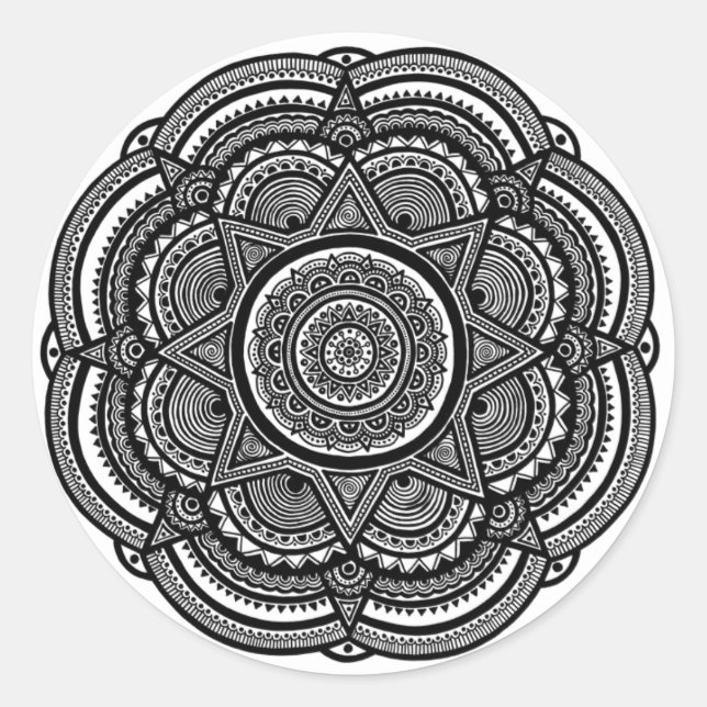 Zen Art Mandala Runder Aufkleber (Vorderseite)
