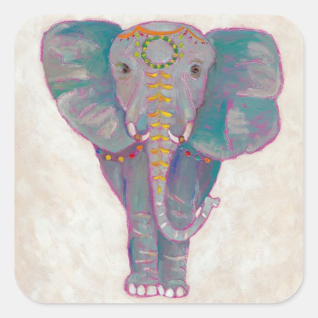 Zen Asian Elephant Quadratischer Aufkleber (Vorderseite)