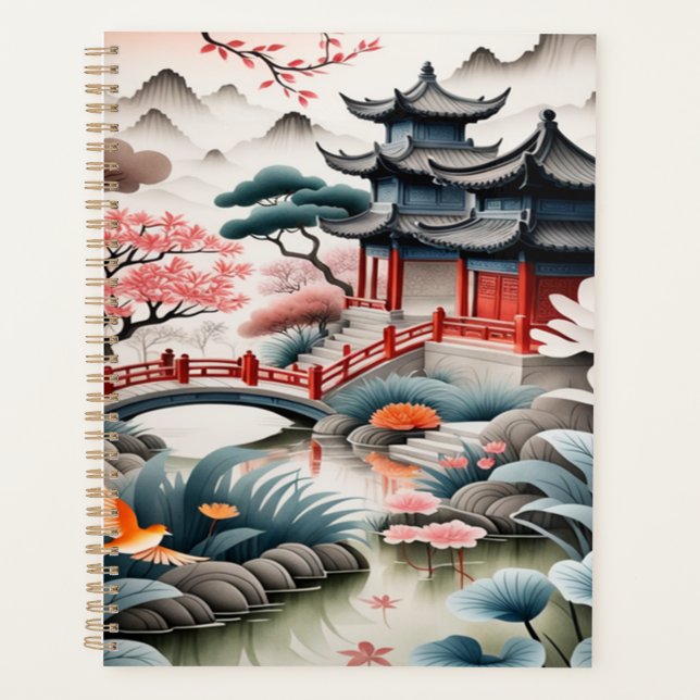 Zen Asiatische Landschaft Pagode Szenische Kunst S Planer (Vorderseite)