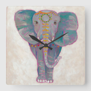 Zen-asiatischer Elefant Quadratische Wanduhr