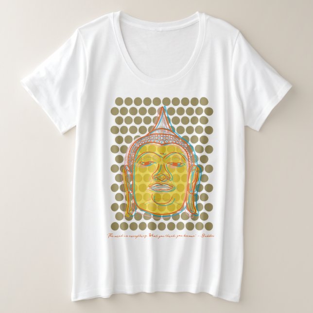Zen-Asiatischer Gelber Buddha-Offset auf modernen  Große Größe T-Shirt (Design vorne)