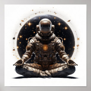 Zen Astronautenposter - Buddha Meditation im Weltr Poster