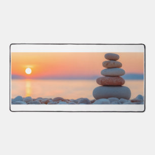 Zen Balanced Stones Ozean-Sonnenuntergang Groß Schreibtischunterlage