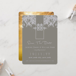 Zen Bamboo Double Happy Chinesisch Save the Date Einladung
