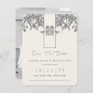Zen Bamboo Double Happy Chinesisch Save the Date Einladung
