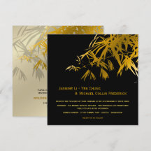 Zen Bamboo Verlasse Gold Black Modern Asian Weddin