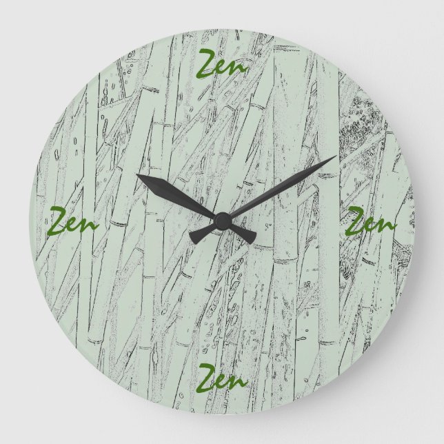 'Zen Bamboo' Wall Clock Große Wanduhr (Vorderseite)