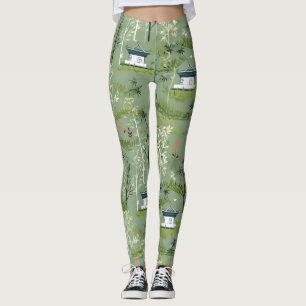 Zen-Bambuswald Botanisches Muster (1) Leggings