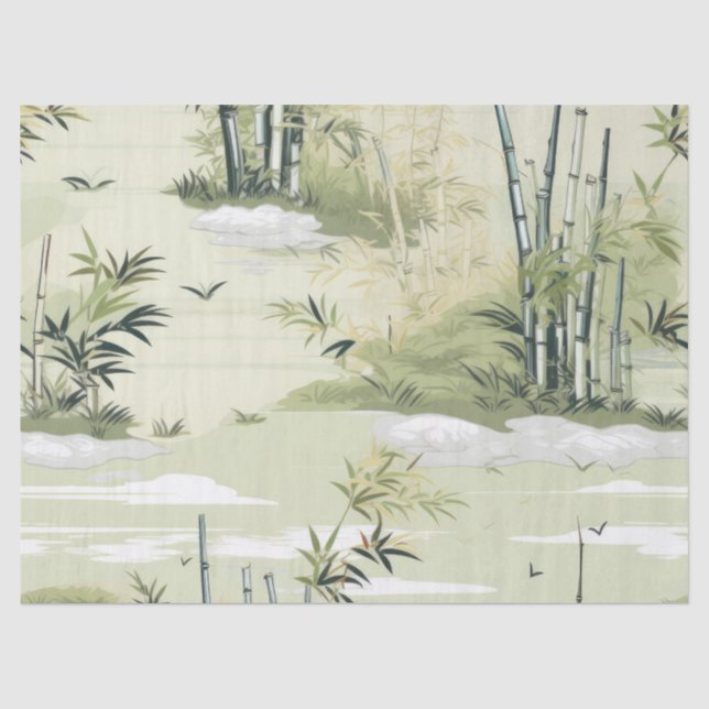 Zen-Bambuswald Botanisches Muster (1) Seidenpapier (Vorderseite)