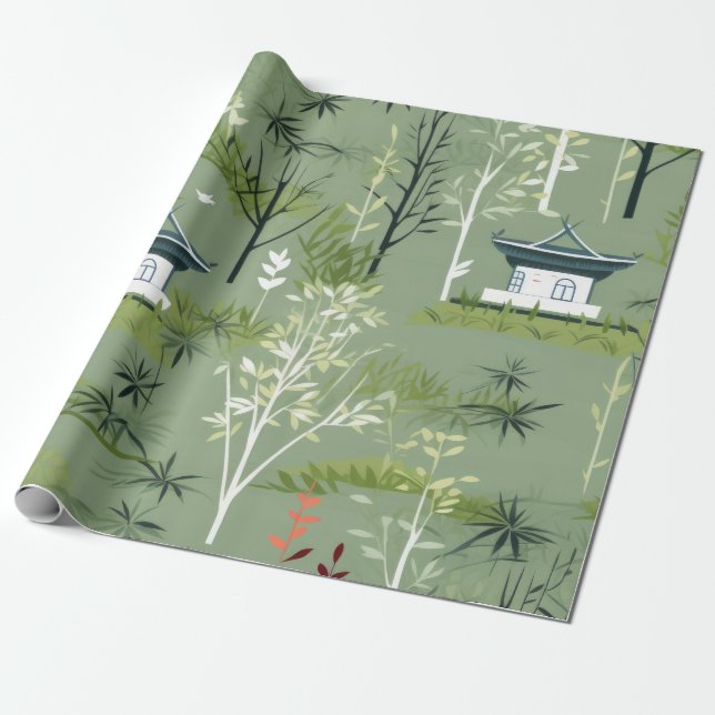Zen-Bambuswald Botanisches Muster (2) Geschenkpapier (Ungerollt)