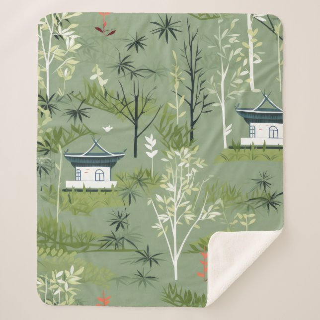 Zen-Bambuswald Botanisches Muster (2) Sherpadecke (Vorderseite)