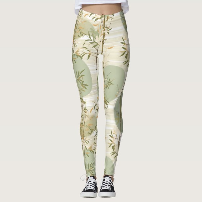 Zen-Bambuswald Botanisches Muster (3) Leggings (Vorderseite)