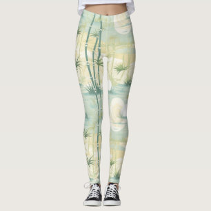 Zen-Bambuswald Botanisches Muster (5) Leggings