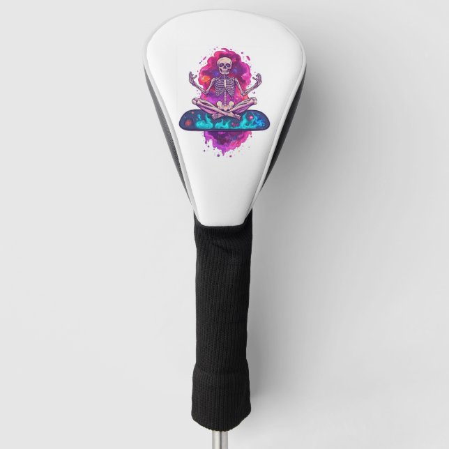 Zen bis auf die Knochen � Lustiger Weltraum-Yoga-S Golf Headcover (Vorderseite)