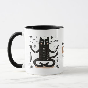Zen Black Cat Floating in Meditation Tasse