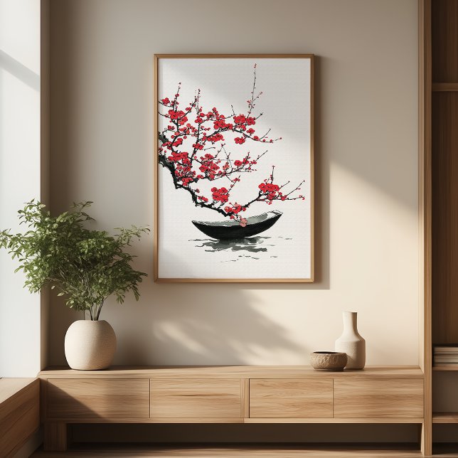 Zen Boat & Blossom Minimalistische Mendrisiotto Poster (Von Creator hochgeladen)